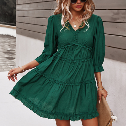 Ruffled Detailed Tiered Midi Dress