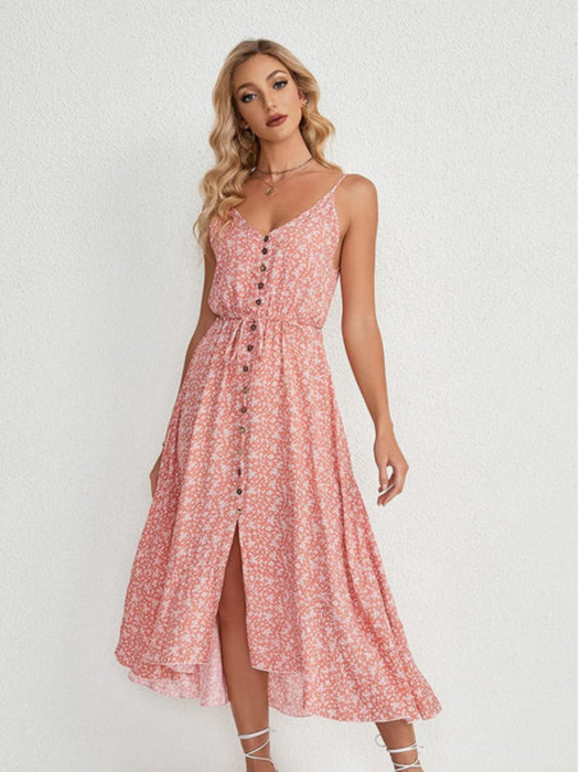 Spaghetti Strap Printed Midi Dress