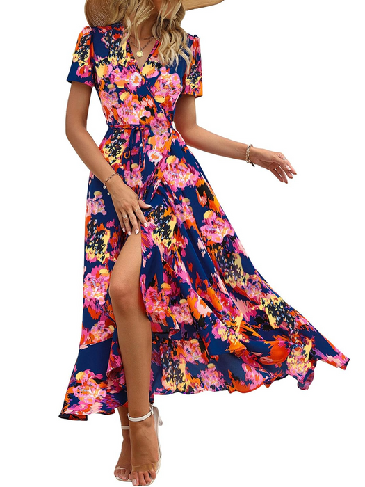 Floral Boho Wrap Maxi Dress