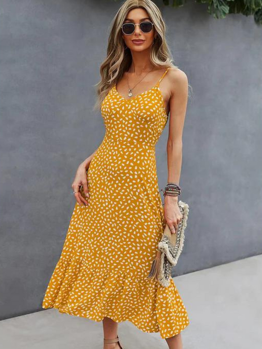 Elegant Printed Summer Midi Dress