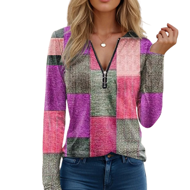 Quarter Zip Patterned Pullover