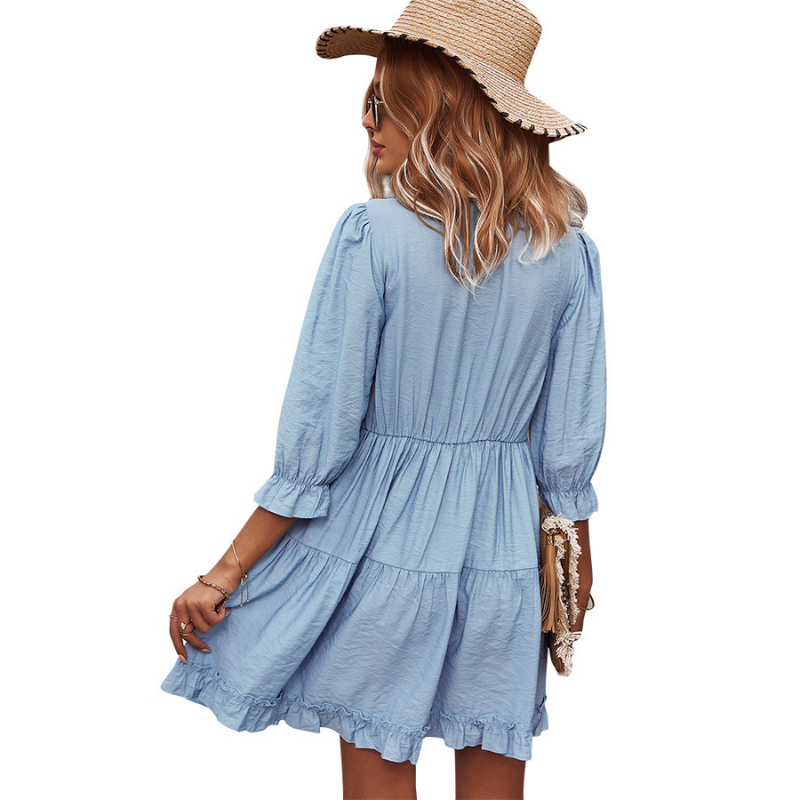 Ruffled Detailed Tiered Midi Dress