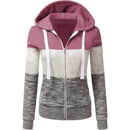 Zip Up Hooded Jacket With Contrast Stripes