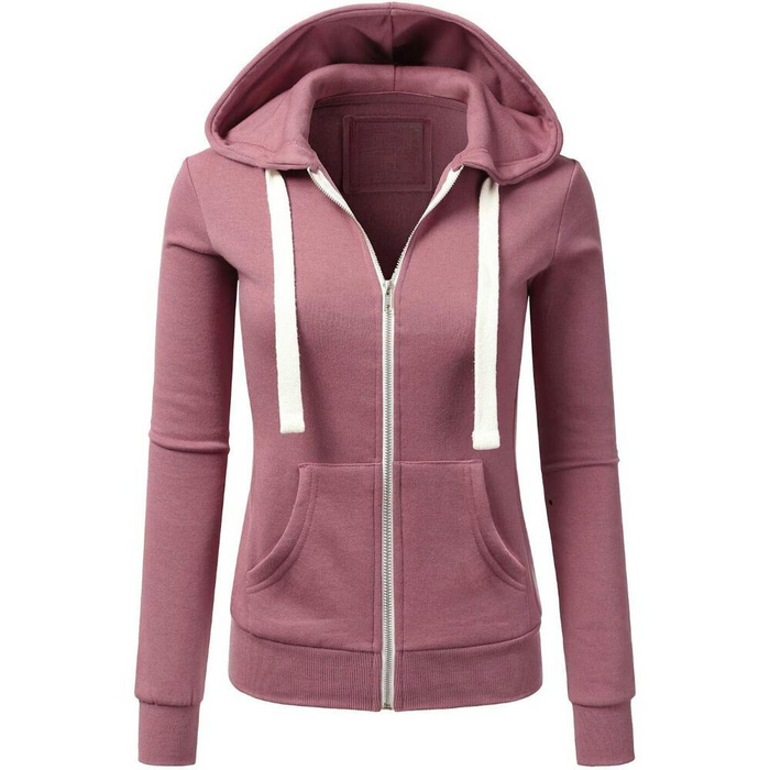 Zip Up Hooded Jacket With Drawstrings