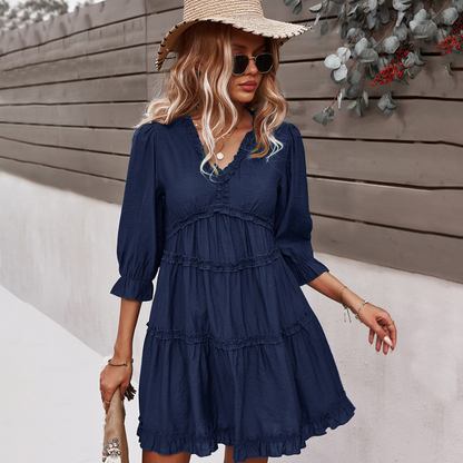 Ruffled Detailed Tiered Midi Dress