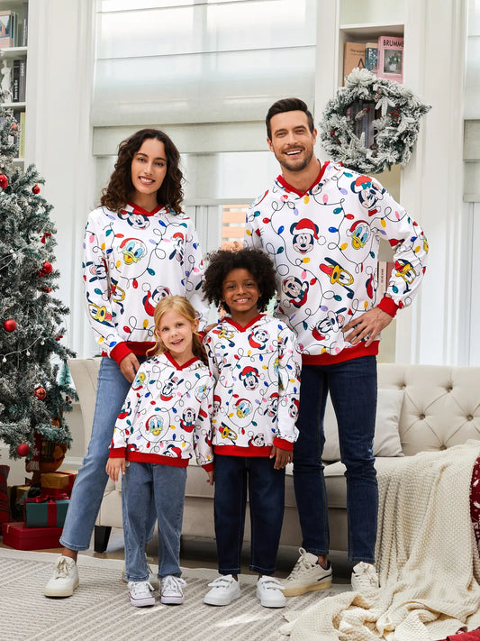 Mickey Printed Family Christmas Hoodie Set