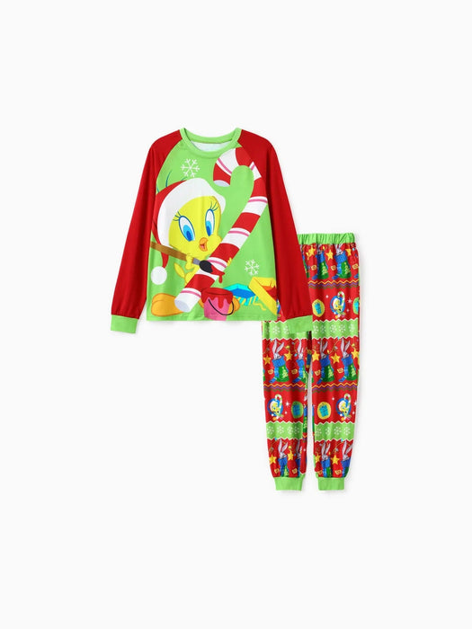 Family Matching Looney Tunes Printed Christmas Pajamas Set