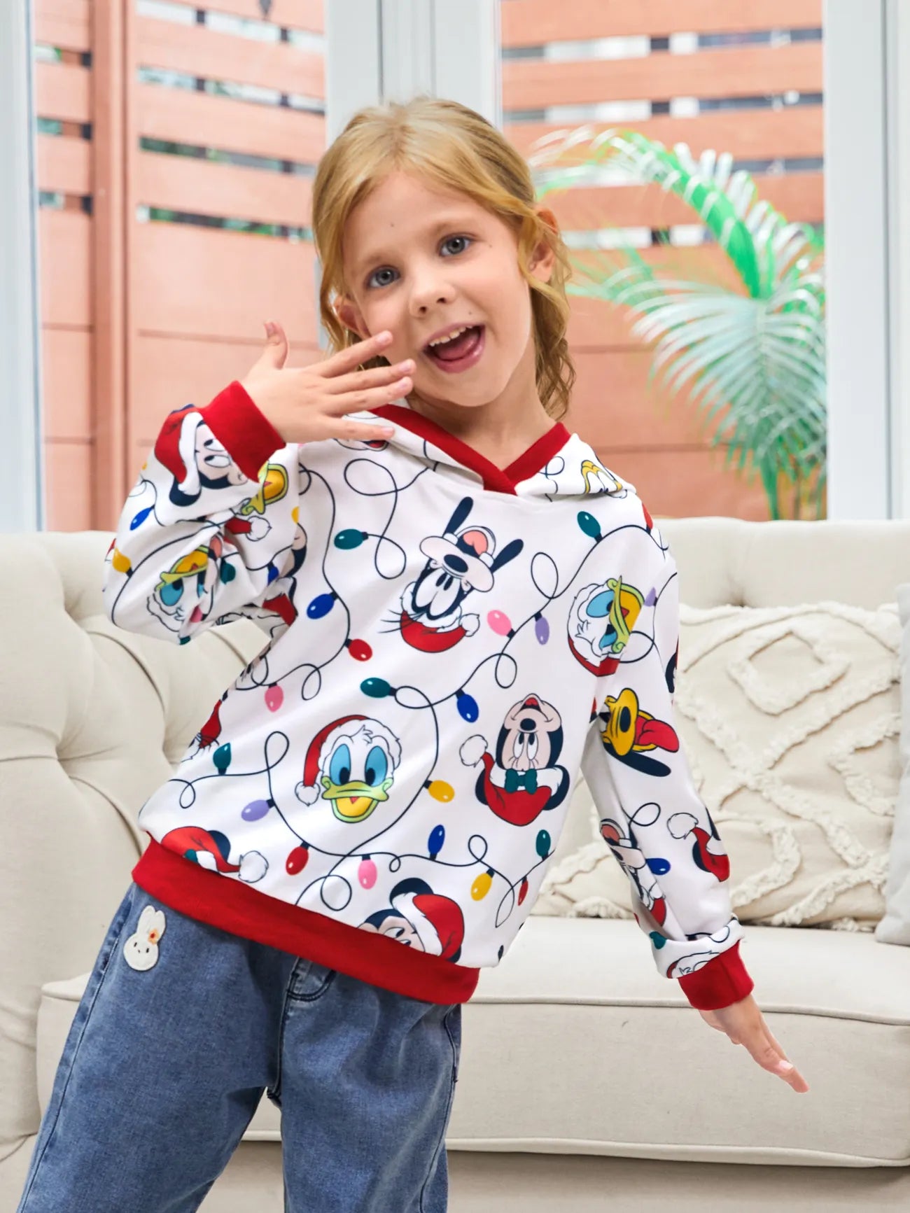 Mickey Printed Family Christmas Hoodie Set