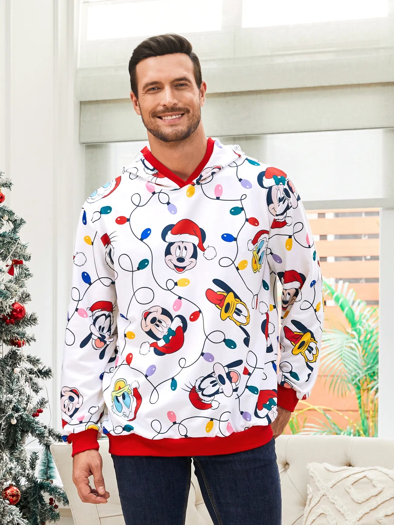 Mickey Printed Family Christmas Hoodie Set