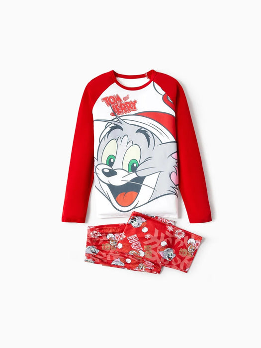 Christmas Themed Tom And Jerry Family Pajama Set