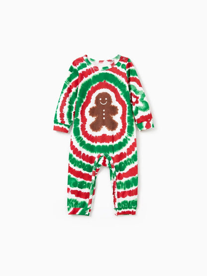 Christmas Tie Dye Gingerbread Man Family Pajamas Set