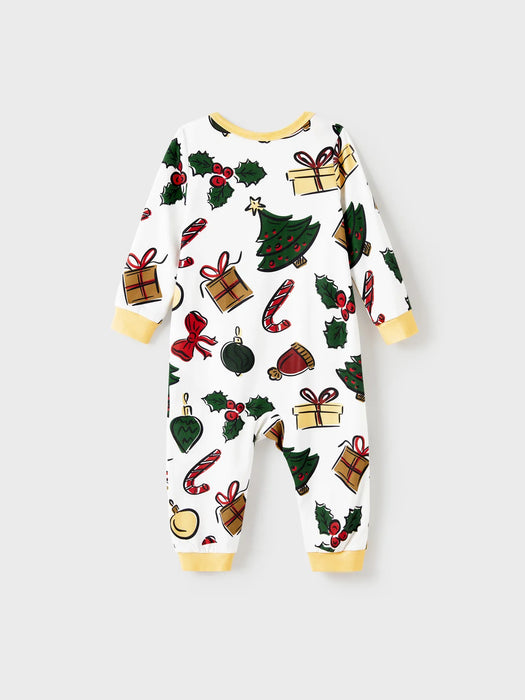 Christmas Tree And Gift Print Family Pajamas Set