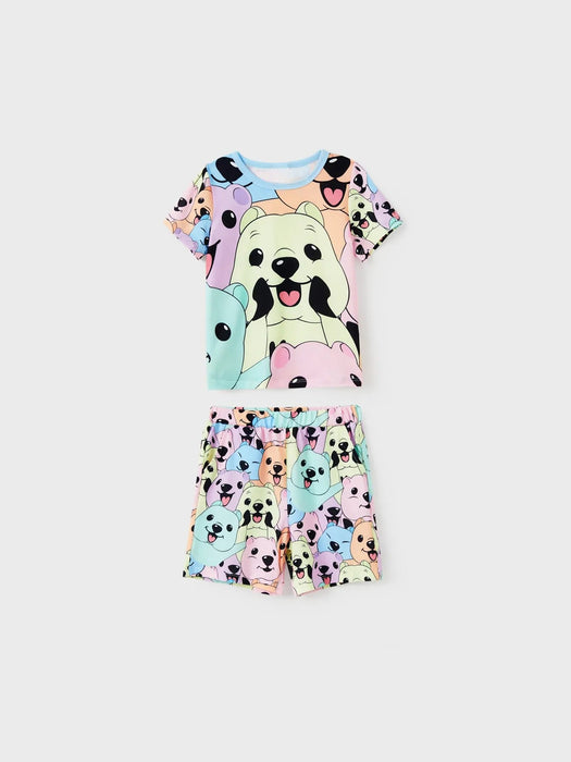 Family Matching Smiley Bear Print Pajama Set