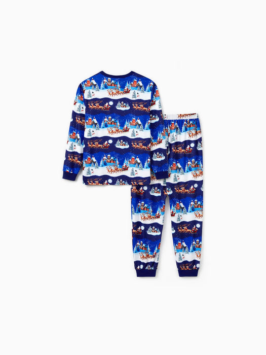 Santa Sleigh And Reindeer Family Matching Pajamas Set