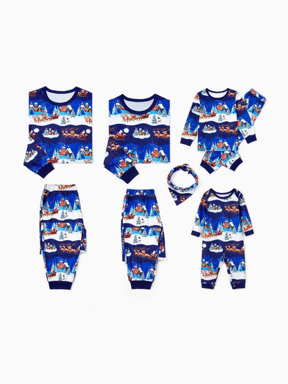 Santa Sleigh And Reindeer Family Matching Pajamas Set