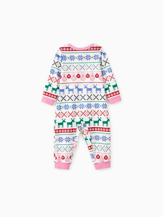 Reindeer And Snowflake Patterned Family Matching Pajama Sets