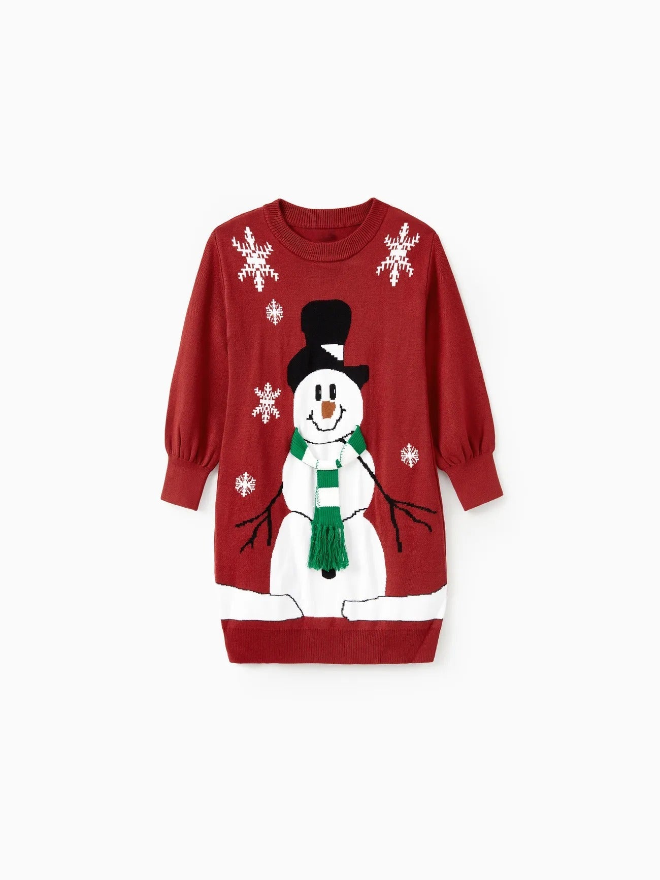 Family Matching Christmas Snowman Sweater Set With 3D Scarf Design