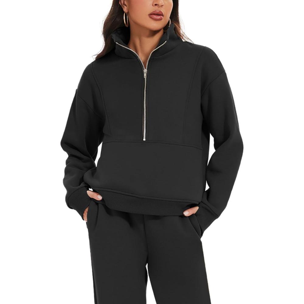 Zipper Pullover And Jogger Set