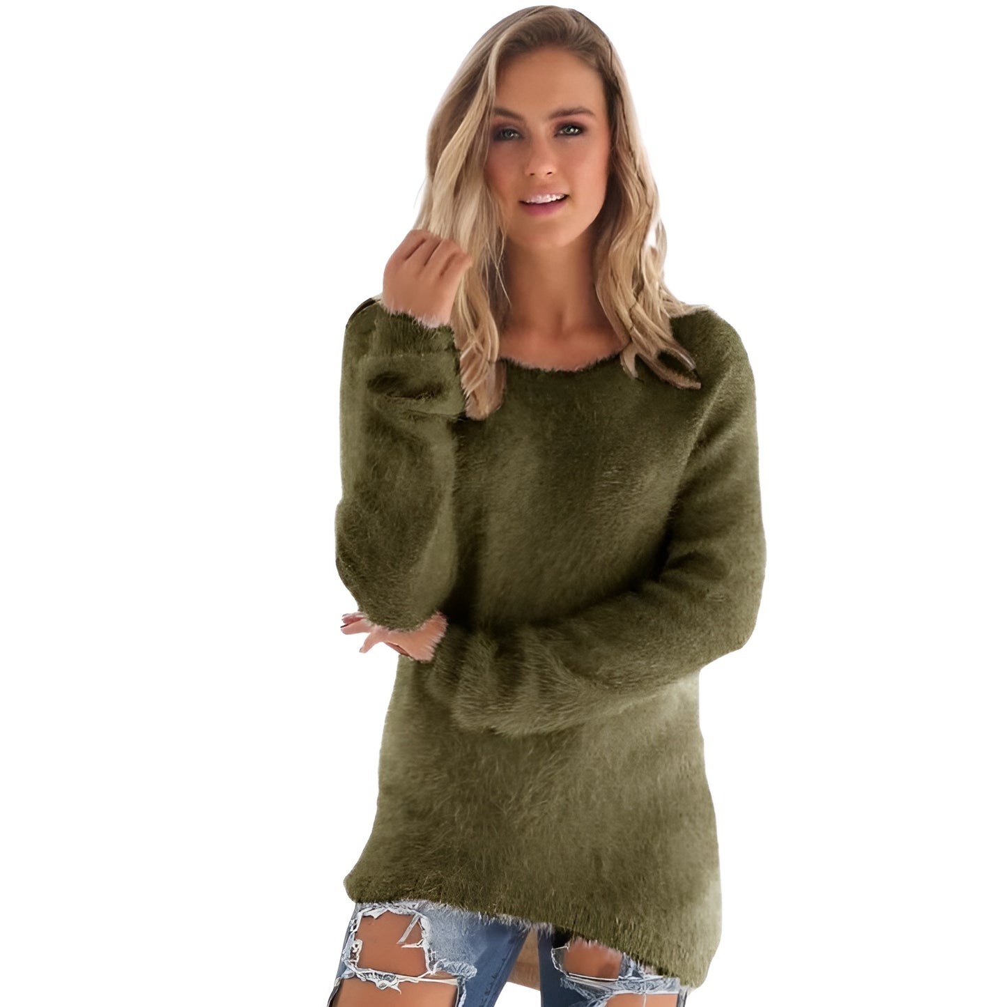 Long Sleeve Fuzzy Pullover Sweater