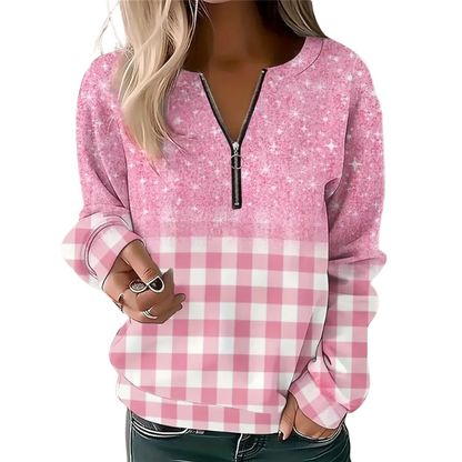 Quarter Zip Patterned Pullover