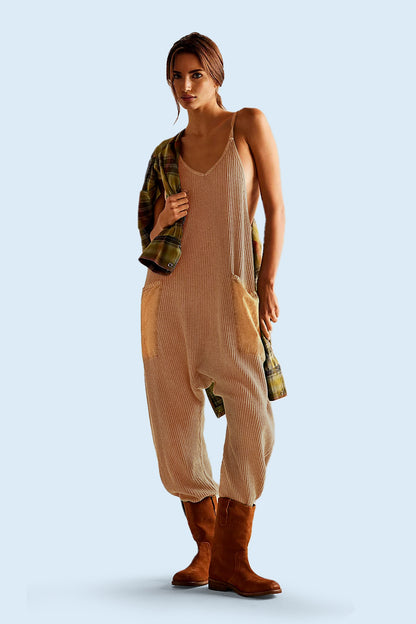 Waffle Jumpsuit With Pockets