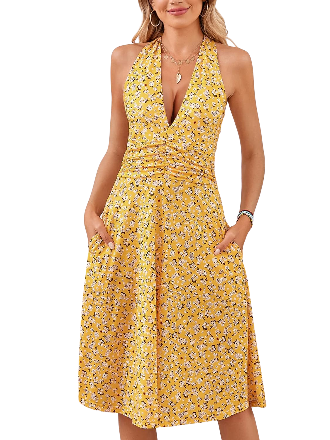 Sleeveless Floral Sundress With Pocket