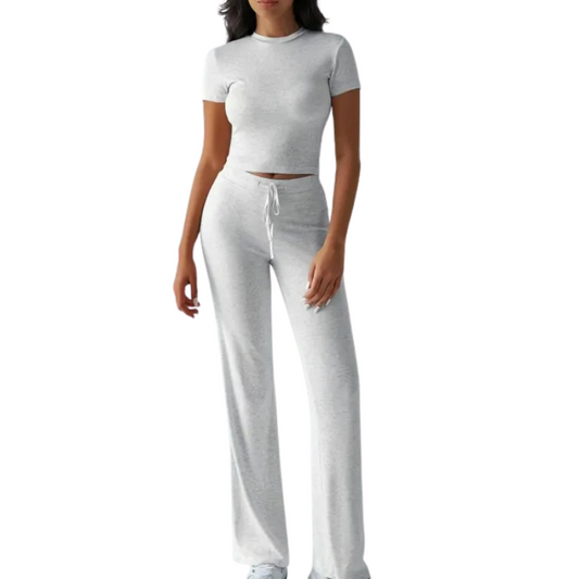 Two Piece Long Sleeve Top And Drawstring Pants Set