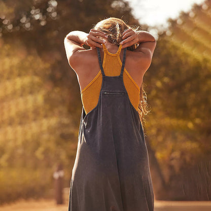 Wide Length Jumpsuit With Pockets