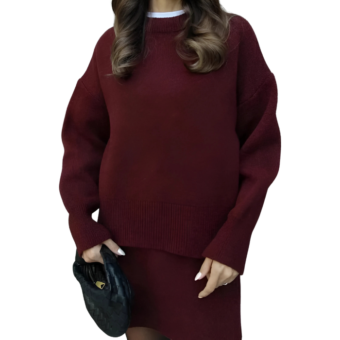 Cozy Knit Sweater And Skirt Two Piece Set