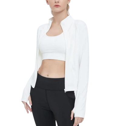 Long Sleeve Fitted Jacket With Zip Closure