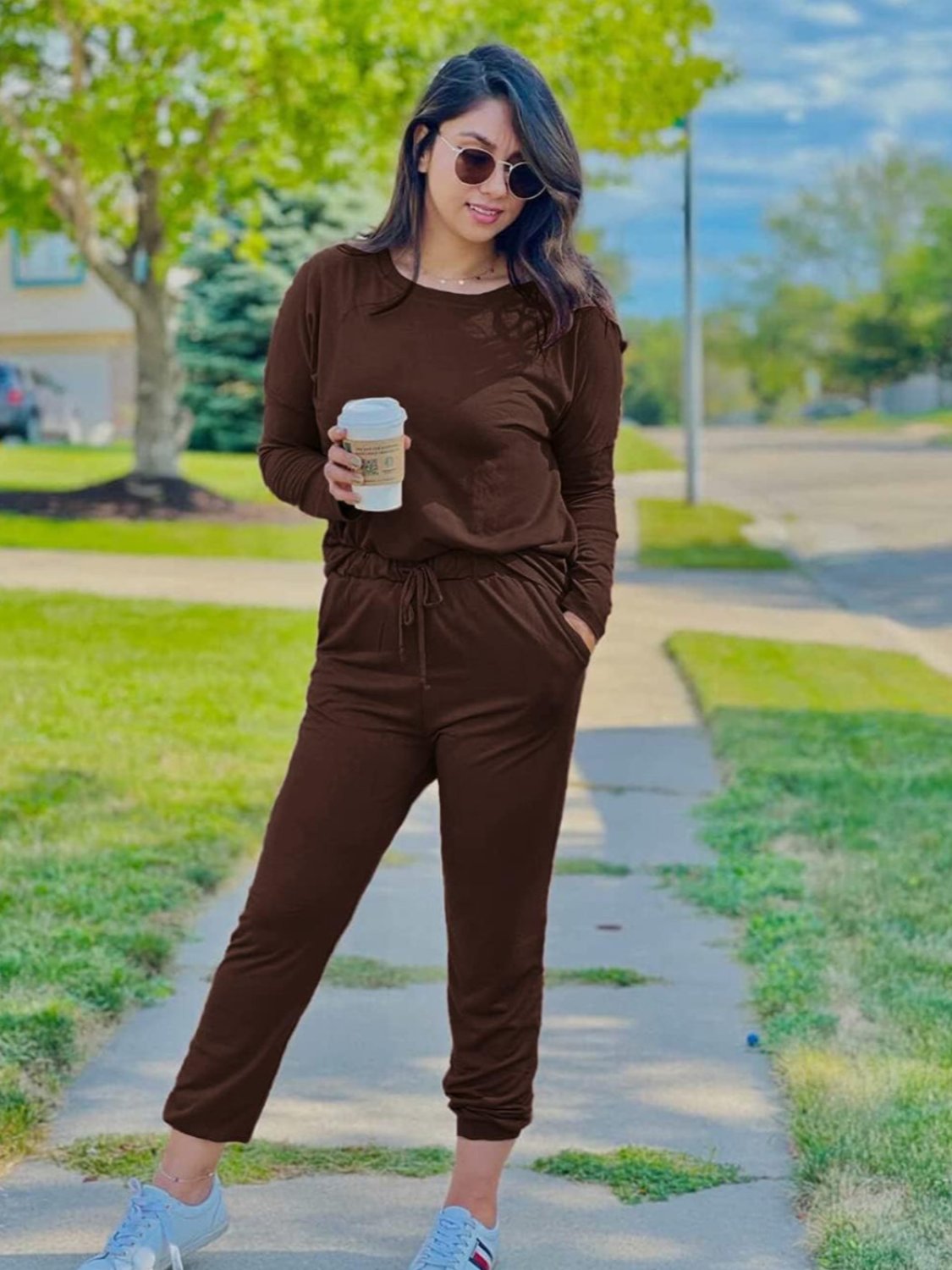 2 Piece Long Sleeve Lounge Outfit Set