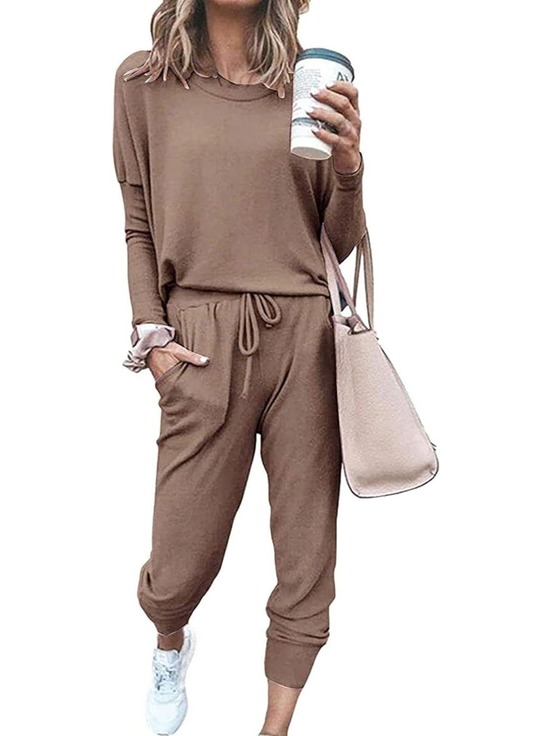 2 Piece Long Sleeve Lounge Outfit Set