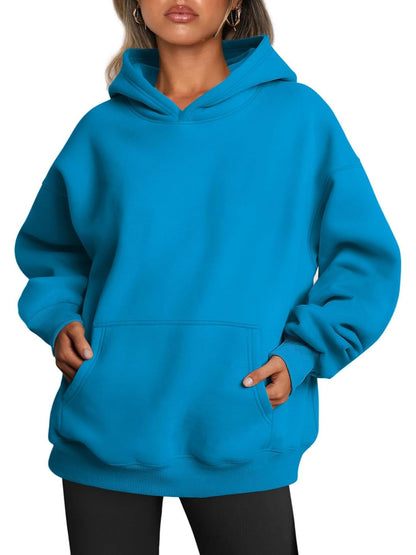 Plain Long Sleeve Fleece Hoodie For Woman