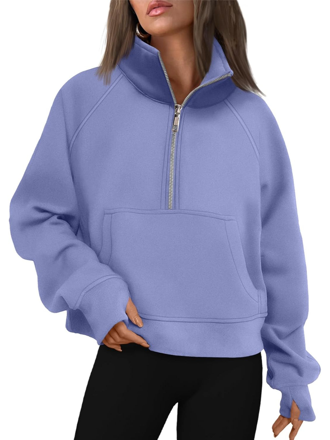 Cozy Half Zip Cropped Pullover Top