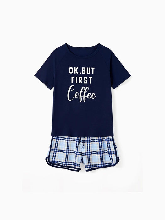 Ok But First Coffee Printed Family Matching Shorts Set