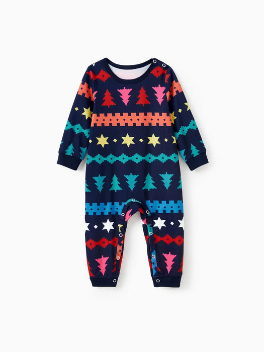 Christmas Family Matching Xmas Tree And Star Fair Isle Pajama Set