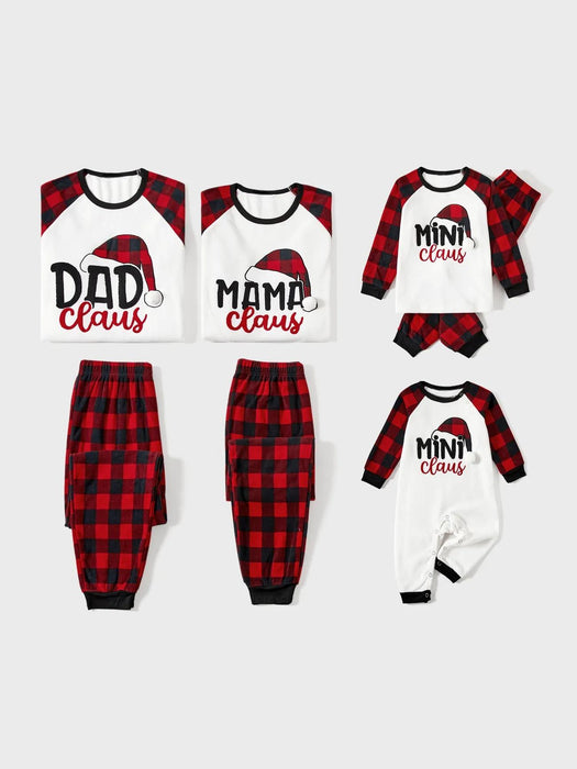 Family Matching Santa Claus Themed Top And Plaid Pajama Set