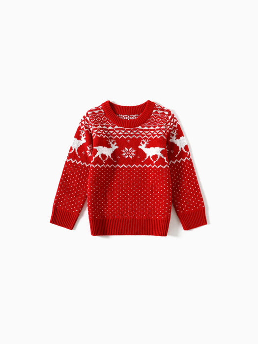 Christmas Family Matching Deer Graphic Print Knitted Sweater Set