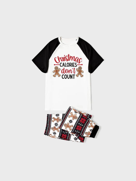 Family Matching Gingerbread And Letter Print Pajama Set With Pockets