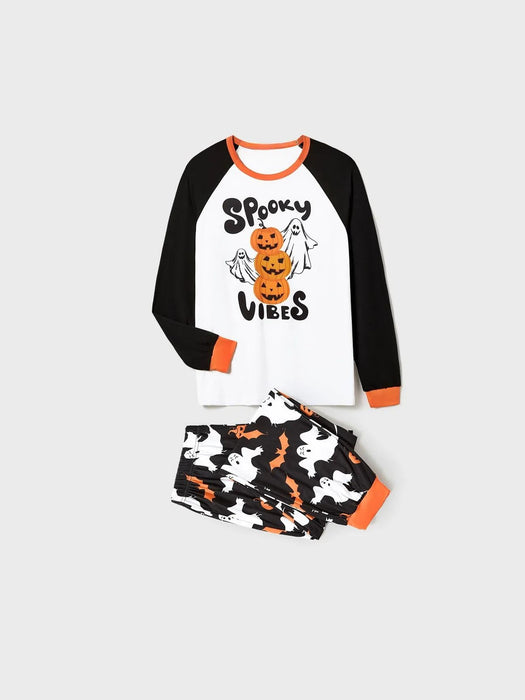 Halloween Family Matching Letter And Pumpkin Print Pajama Sets