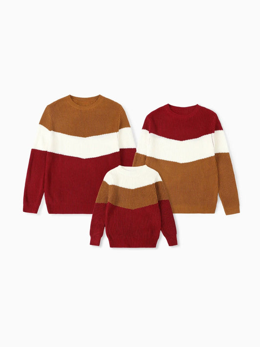 Family Matching Long Sleeves Colorblock Sweater