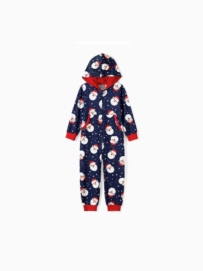 Santa Printed Family Matching Hooded Pajama Set