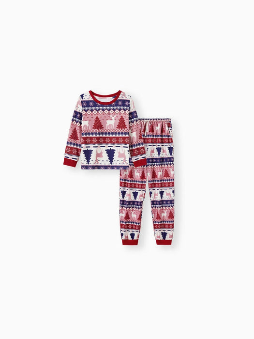 Reindeer And Tree Printed Matching Pajama Set