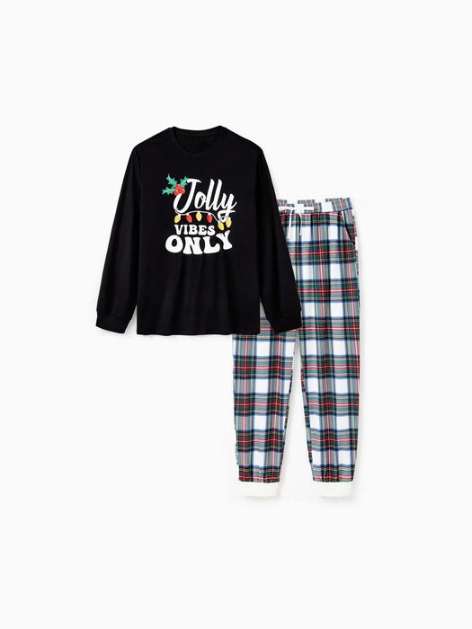 Christmas Family Matching Jolly Vibes Printed Top And Pajama Set