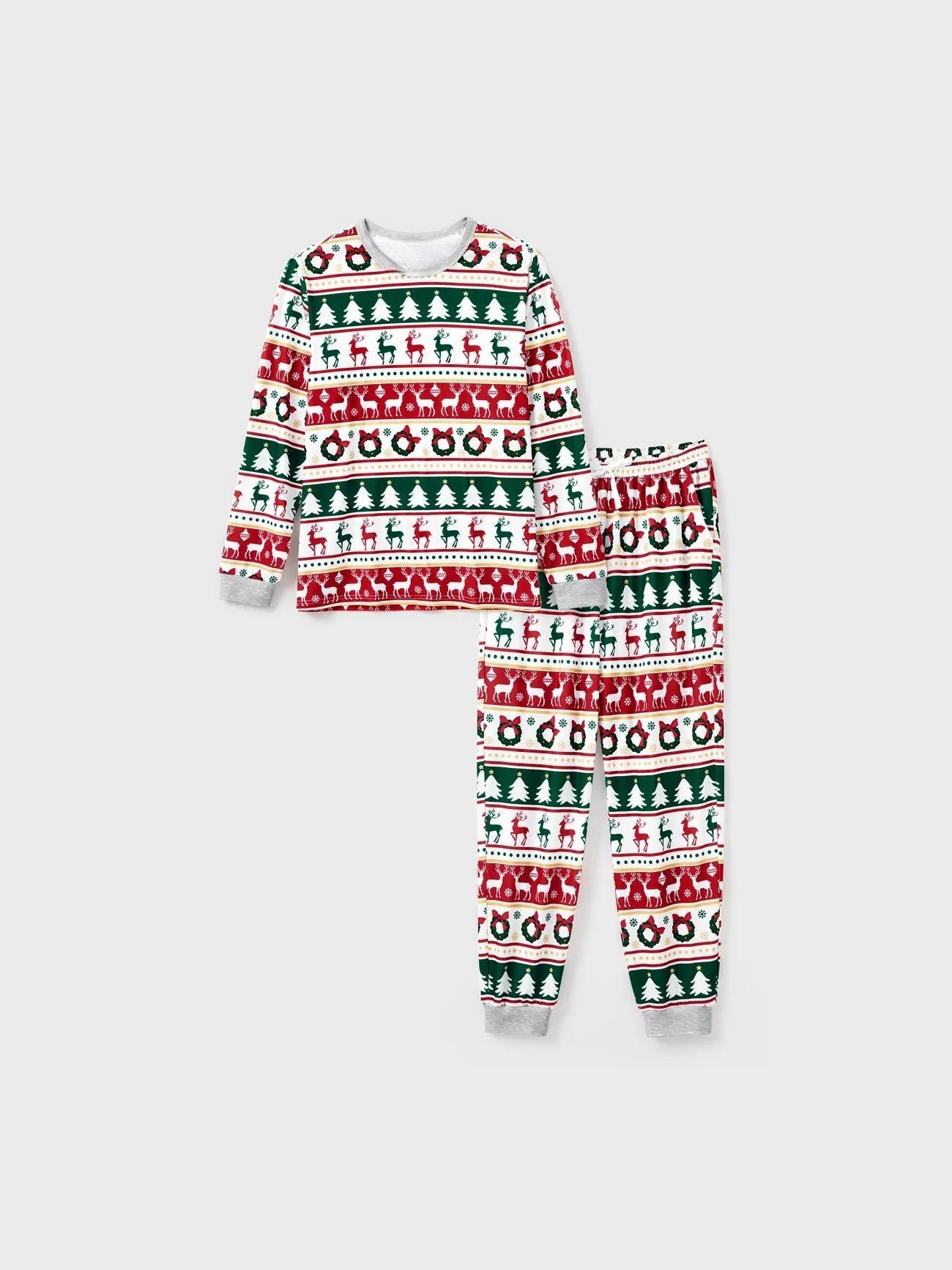 Printed Christmas Theme Family Matching Top And Pajama Set