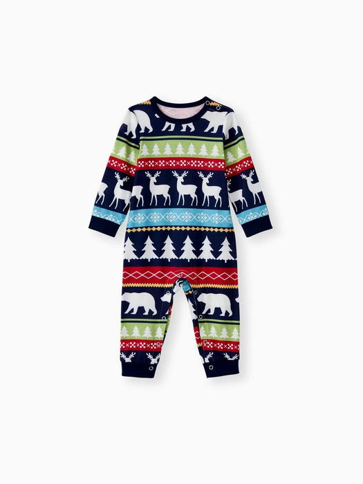 Family Matching Reindeer Graphic Print Pajama Set With Pockets