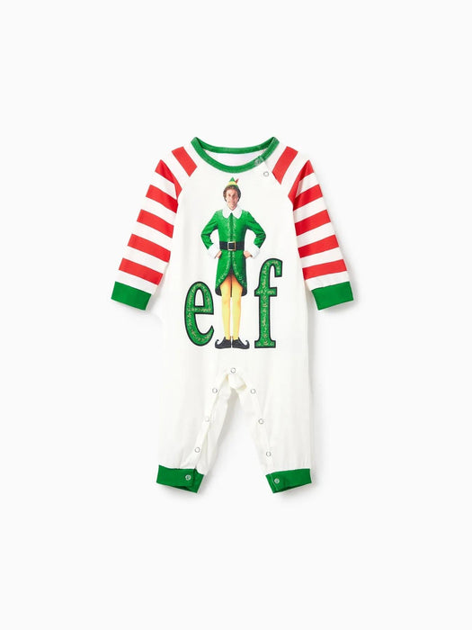 Family Matching Christmas Elf Character Striped Print Pajama Set