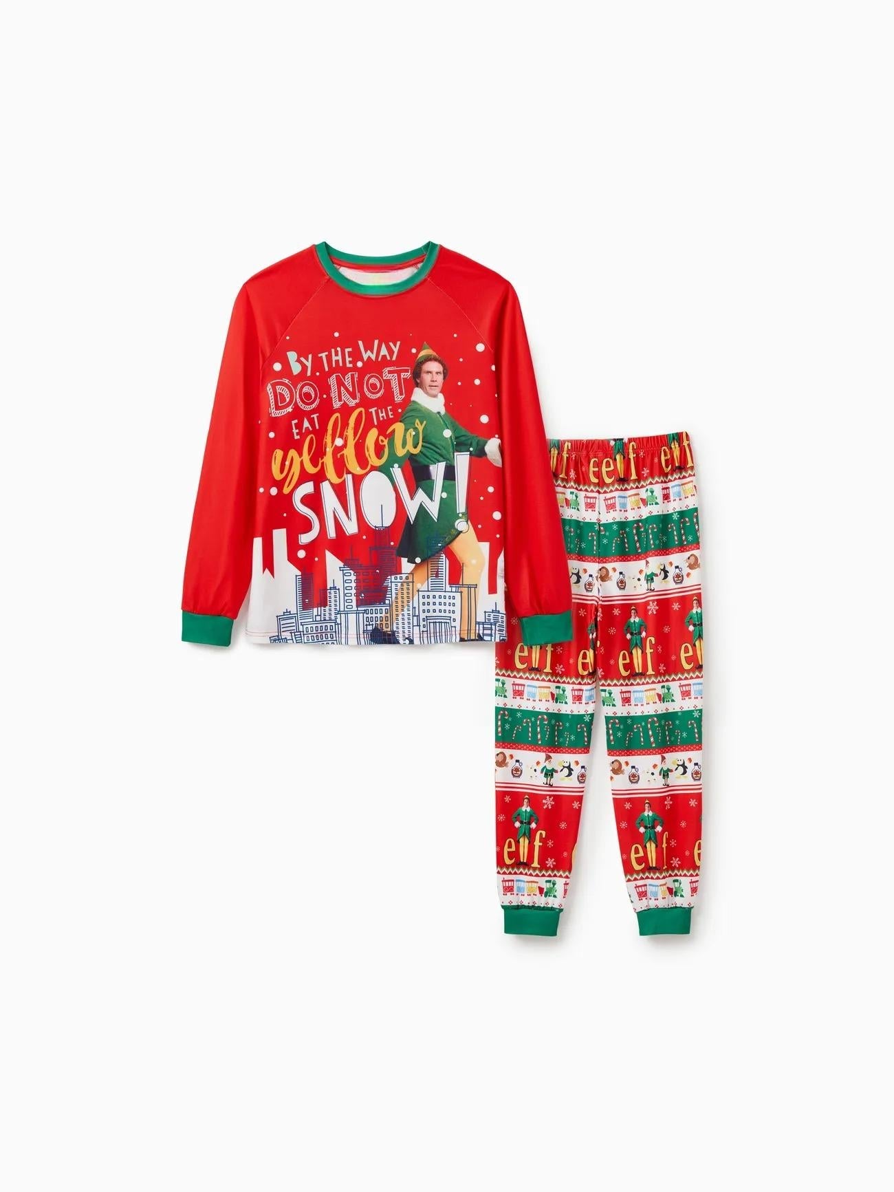 Elf Themed Printed Family Matching Christmas Pajama Set