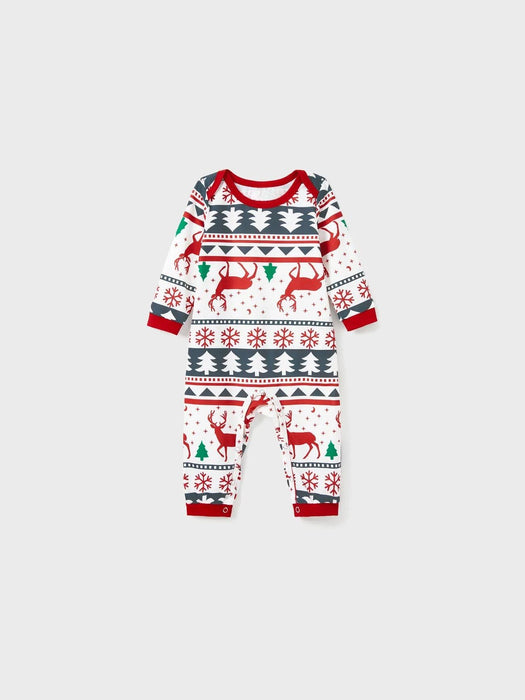 Christmas Family Matching Reindeer Print Long Sleeves Pajama Set