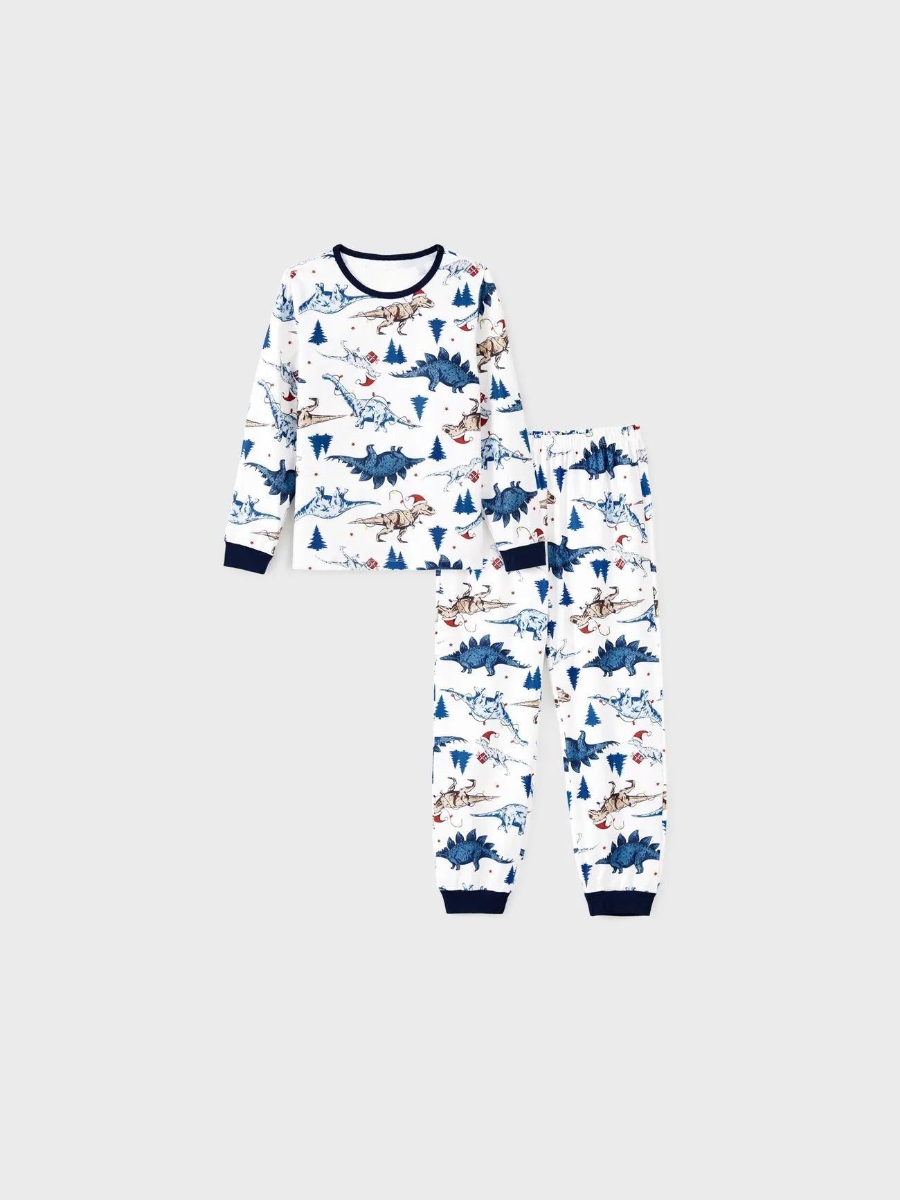 Matching Family Dinosaur Print Pajama Set With Button Detailing